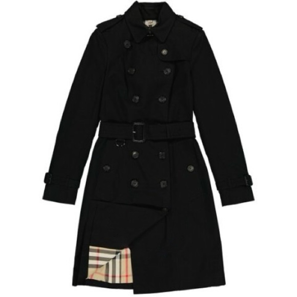 BURBERRY *NWT* Sandringham Long Double-Breasted Trench Coat in Black Size 2